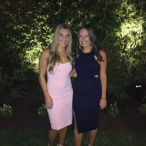 Pink strapless likely dress